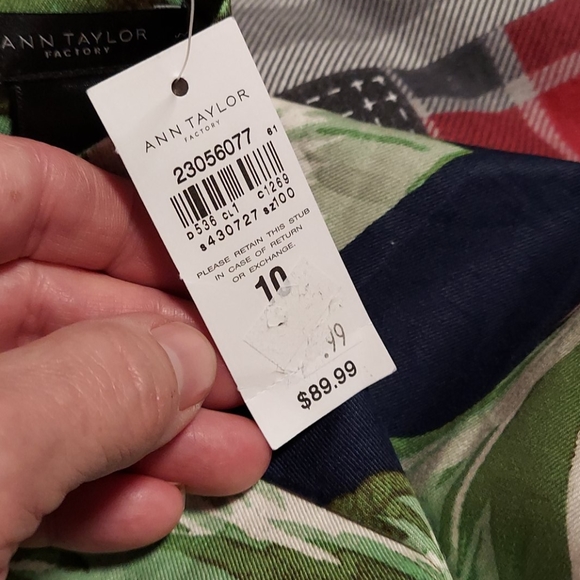 Ann Taylor Fully Lined Tree Pattern Blue Green Pencil Skirt Size 10 NWOT - Picture 5 of 5